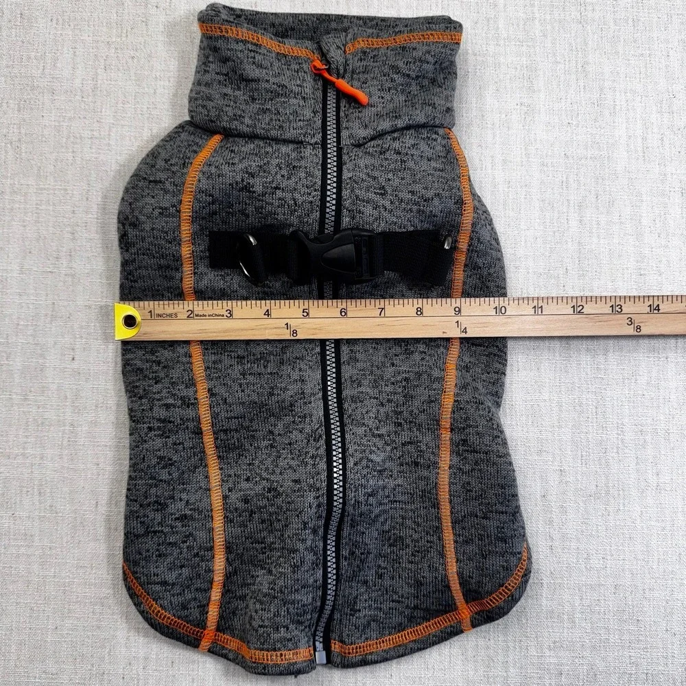 Dress Your Pet‎ With Love Gray Fleece Dog Sweater Vest Harness Zipper Large NEW